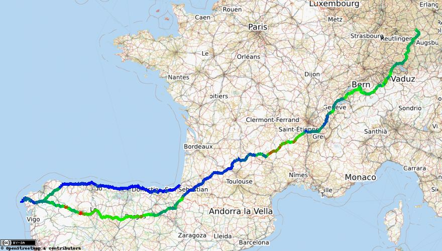 Jakobsweg Nordroute Karte Kleve Landkarte